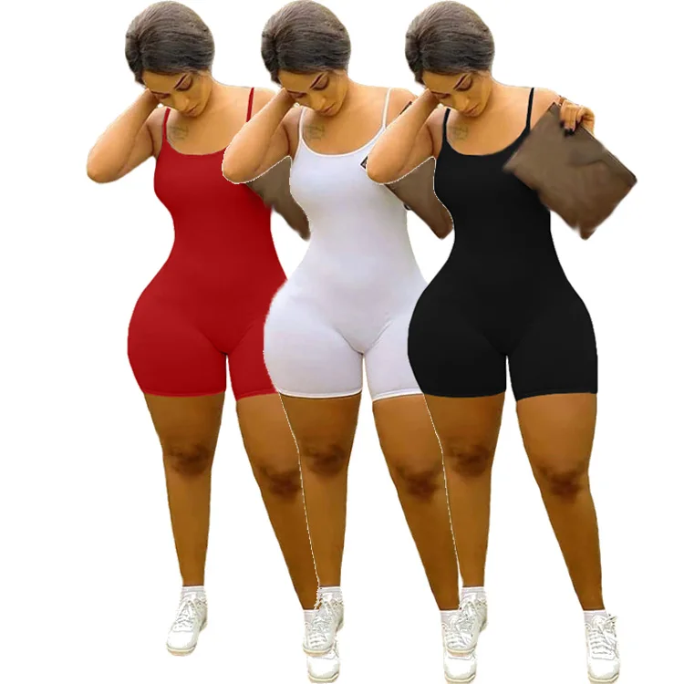 

D97072 Trending women clothing 2021 O-Neck sexy sleeveless casual one piece bodysuit women's summer shorts jumpsuit
