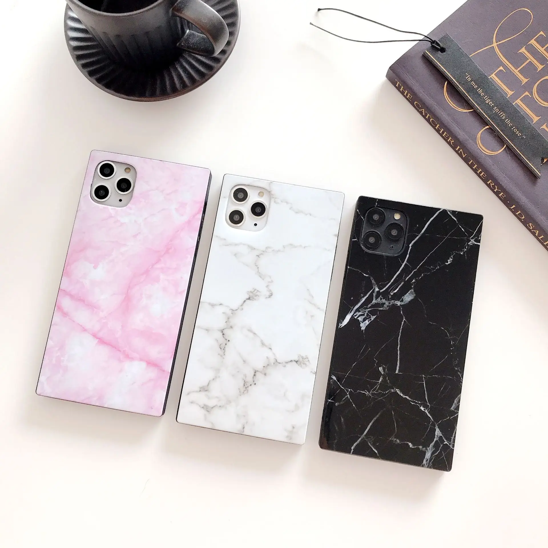 

2021 New Square Marble Phone Cover For iPhone 12 11 Pro Max X XR XS Max 7 8 7Plus SE Soft TPU Case Shockproof Cover