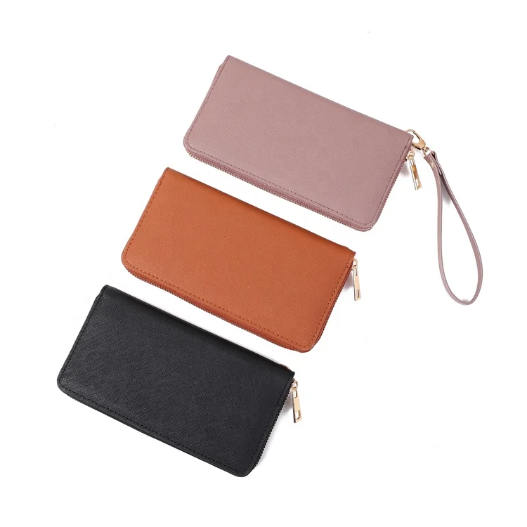 

Big Capacity PU Woman Wallet 2020 Zipper Casual Long Clutch Wallet Solid Color Purse, Customized color