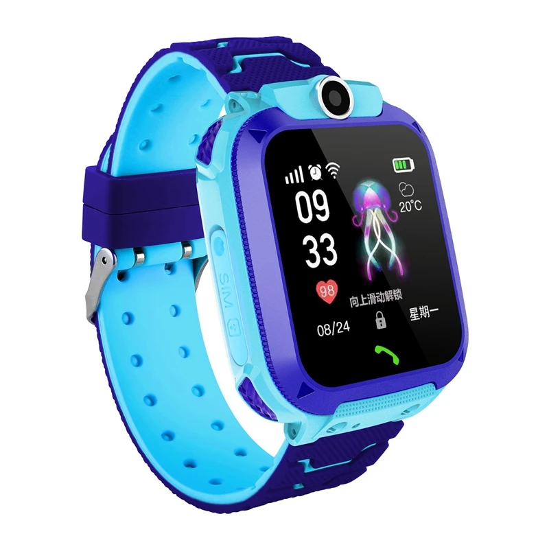 

Kids Smart Watch SOS Antil-lost Smartwatch for Android IOS Phone Waterproof Heart Rate 2G SIM Card Call Camera Tracker Case, Blue