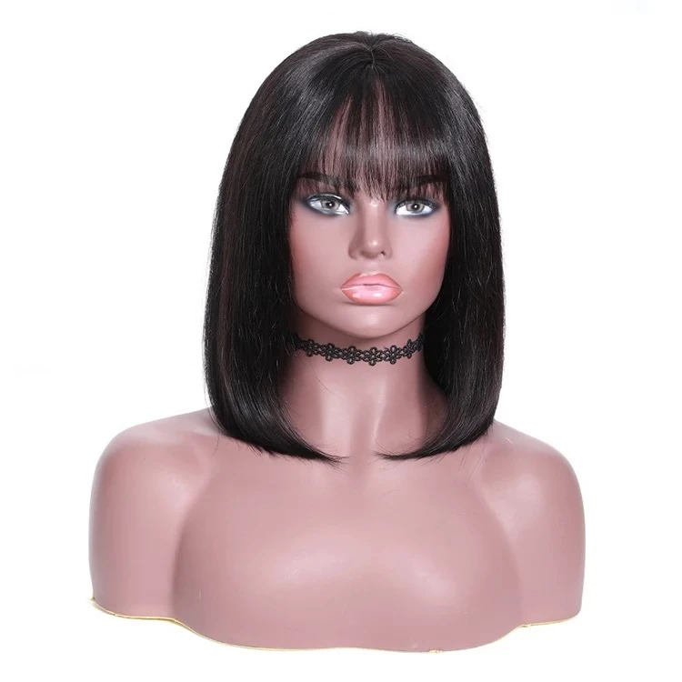 

Hot New Products 100% Real Human Hair Machine Made Bobo Black Wig, Black 1b