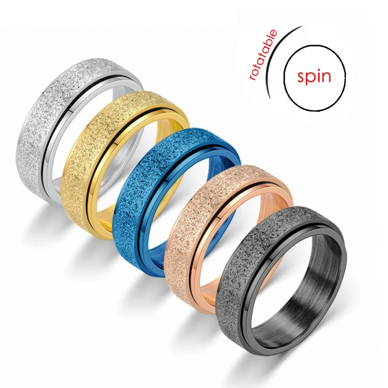 

Hot Sale Men Women Cool Anti Anxiety Band 6MM Stainless Steel Stress Relieving Spinner Fidget Ring