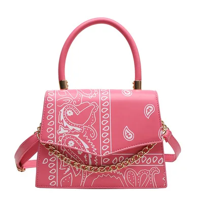 

Ins Ladies Handbag Fashion Trend Bandana Bags Women Special Printing Ladies Pu Leather Purse For Women Designer Handbag 2021, 8 colors