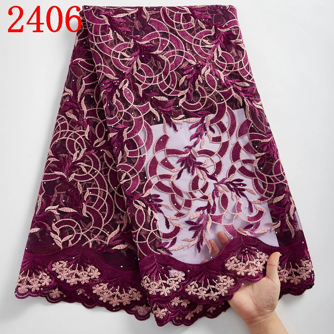 

Free Shipping African French Lace Fabrics For Party Wholesale Nigerian Lace Fabric African Cord Lace 2406