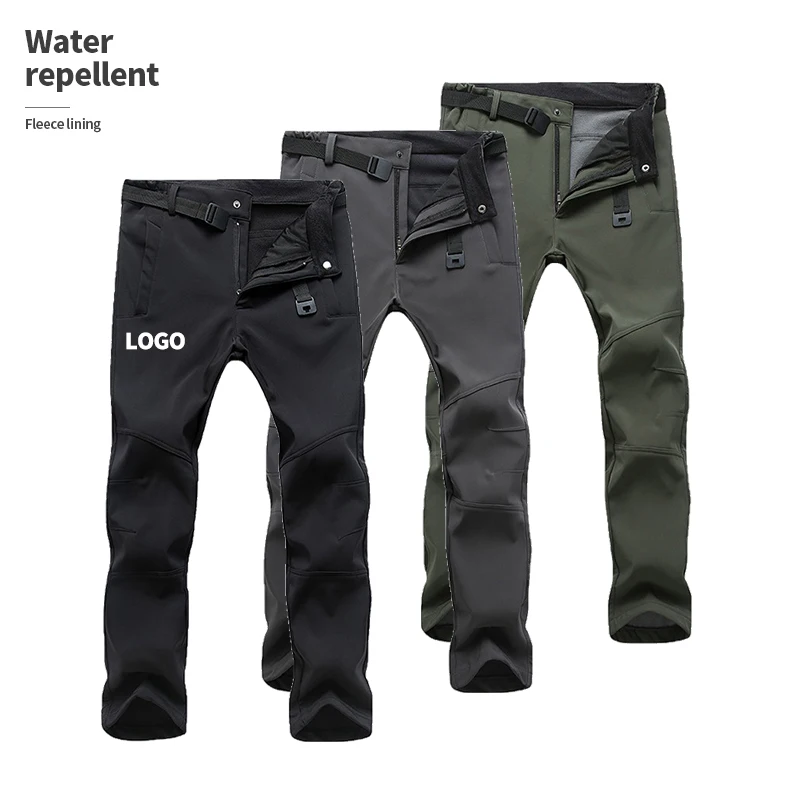 Custom Fleece Warm Wind Breaker Waterproof Softshell Outdoor Hiking Camo Tactical Pants Men