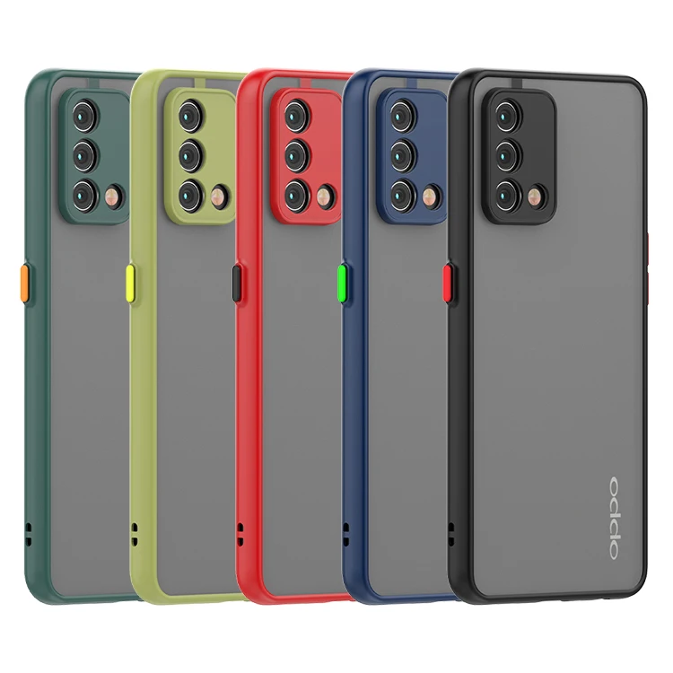

Hot Selling TPU PC Transparent Hard Matte Phone Case Smoke Case With Camera Protection For OPPO A74 Back Cover, 5 colors