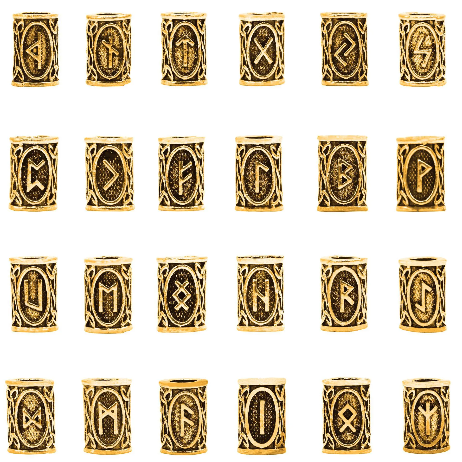 

WarmShine 24 Pieces Norse Viking Rune Beads Hair Beard Pendant Antique DIY Bracelet Jewelry Pendants, Silve