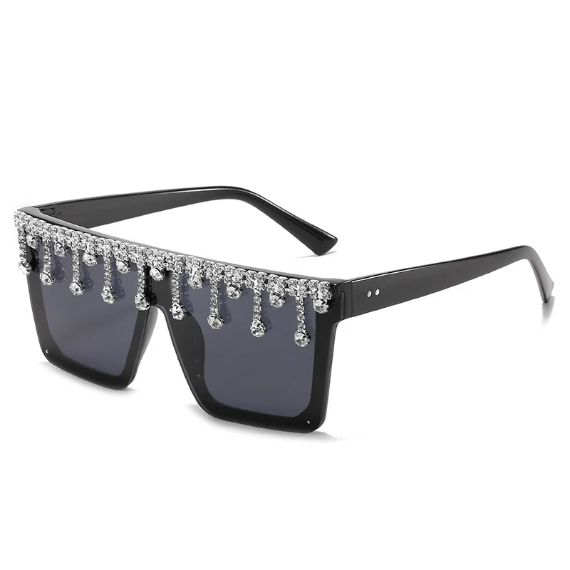 

update 2023 bling shades led glasses oversized shield black female over sized rhinestone diamonds sunglasses for women men party