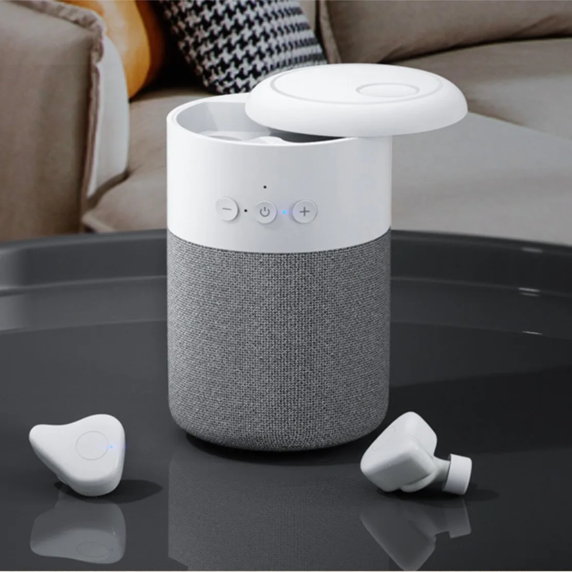 

Hot sale bt5.1 new wireless earbuds with charging case speaker wireless headphone b20 earphone speaker, White,black