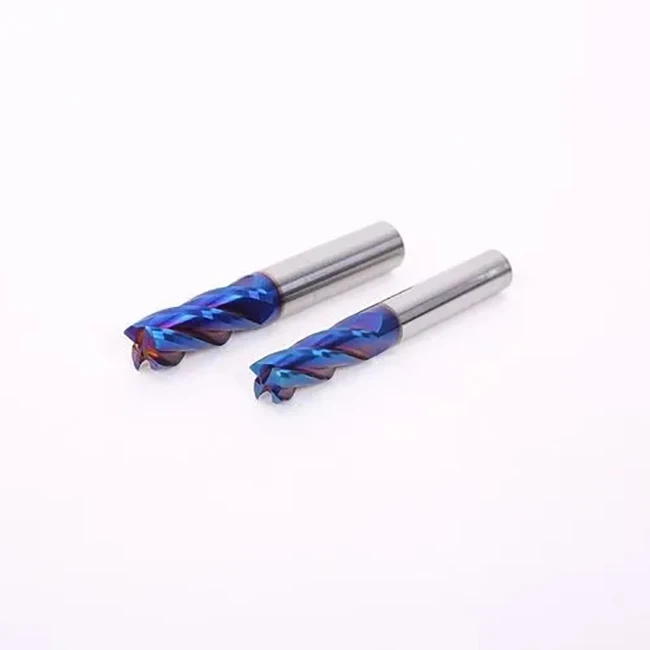 

4 Flute HRC 65 Tungsten Carbide Flat End Mill Stainless Steel blue Coating Metal Working Milling Cutter