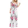New Style While V Neckline Adjustable Waist Warp Long Maxi Dress Woman