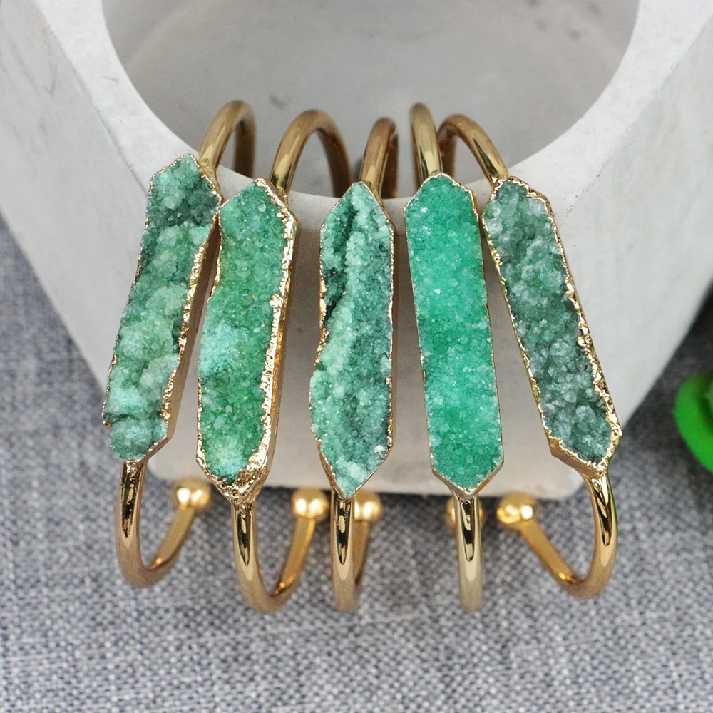 LS-D1326 Exclusive Drusy Druzy Stone Cuff Bangle Jewelry