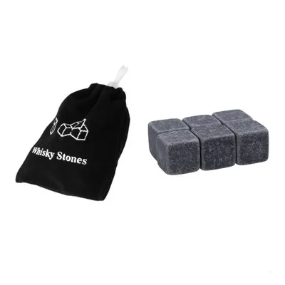

6PCS Natural Whiskey Ice Stone For Gift Wine Chiller Whiskey Stones Set, Dark/greywhite