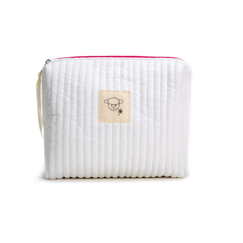 

wholesale Cute White Large Capacity Square Travel Diaper Storage Bag Mommy Bag Cosmetic Bag