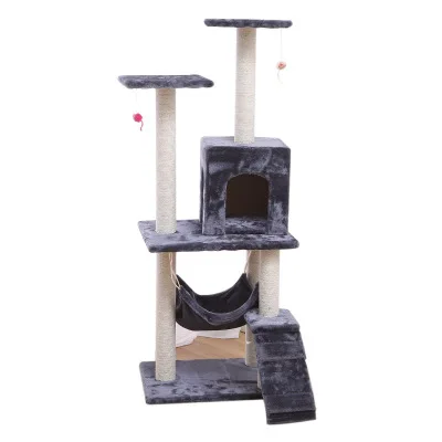 

Cat tree Three level cat climbing frame toy hammock