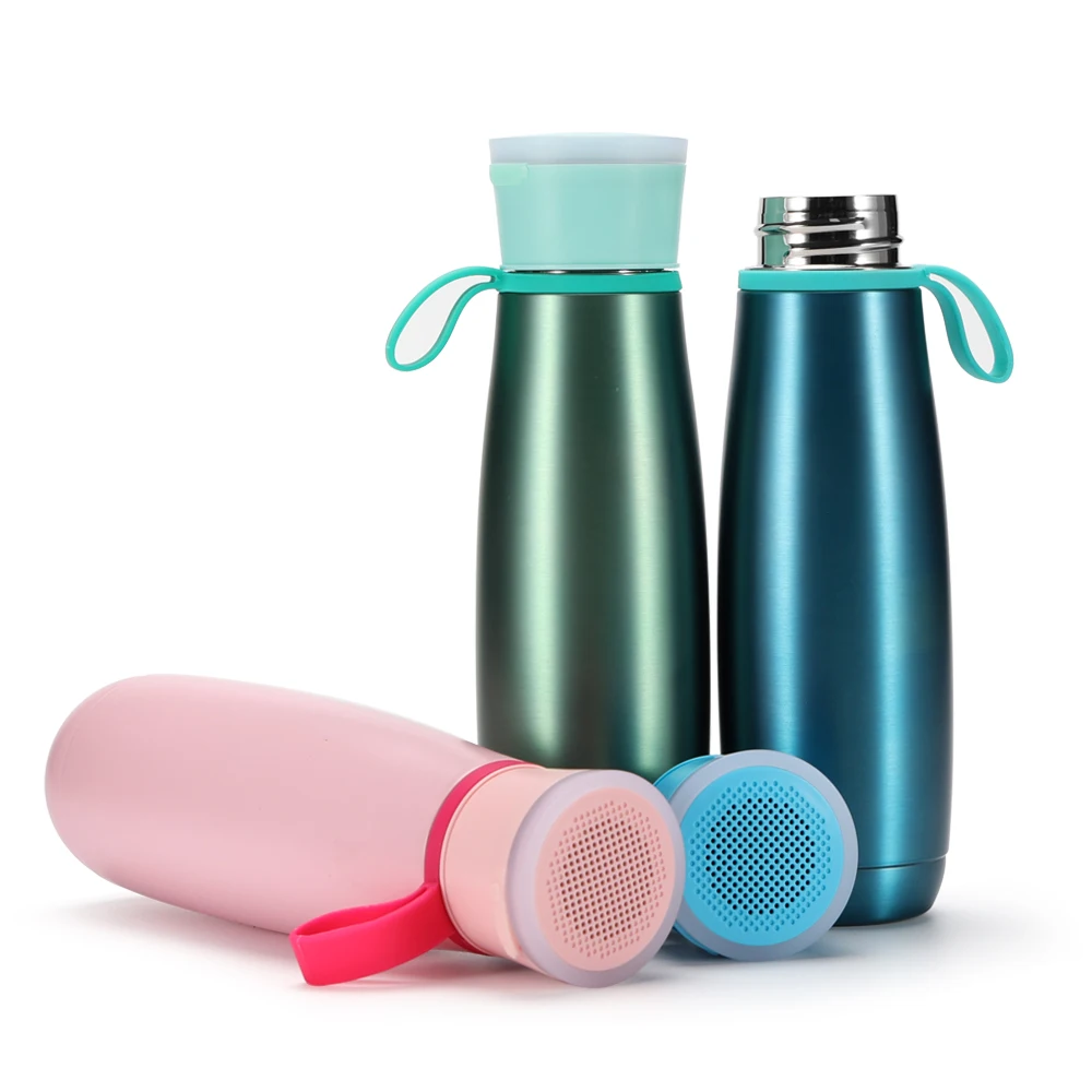 

smart water bottle with Music Speaker and temperature sensor 18/8 insulated water bottle with LED temperature display, Customized colors acceptable