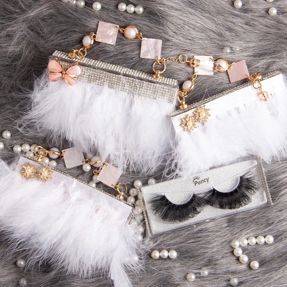 

High fashion Wholesale Custom eye lashes Bag Purse Handbag Eye Lash Holder Lash & Eyeliner kit Case Pink Eyelashes Package Box
