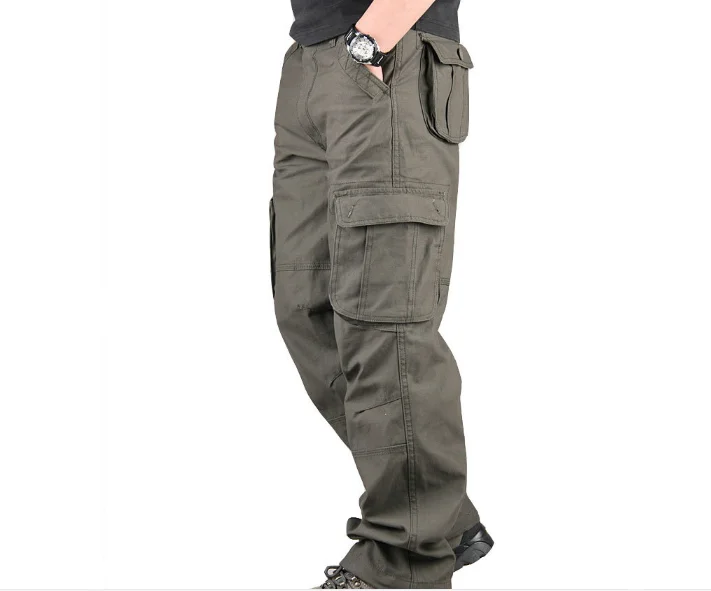 Mens Cargo Combat Work Trousers Chino Cotton 6 pocket full Pant size 32-44 