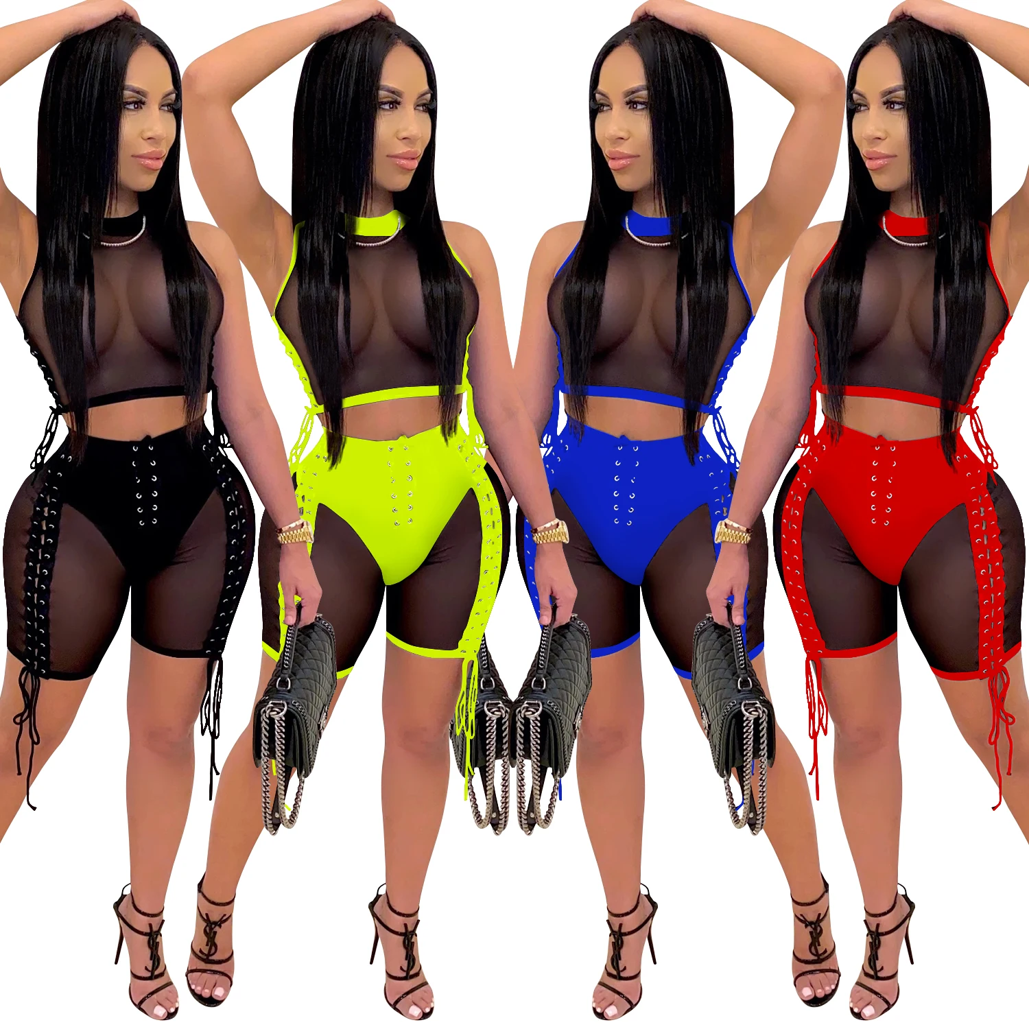 

Wholesale New Arrival 2020 Tops&Pants Night Club Wear Summer Women Two Piece Set, As pics