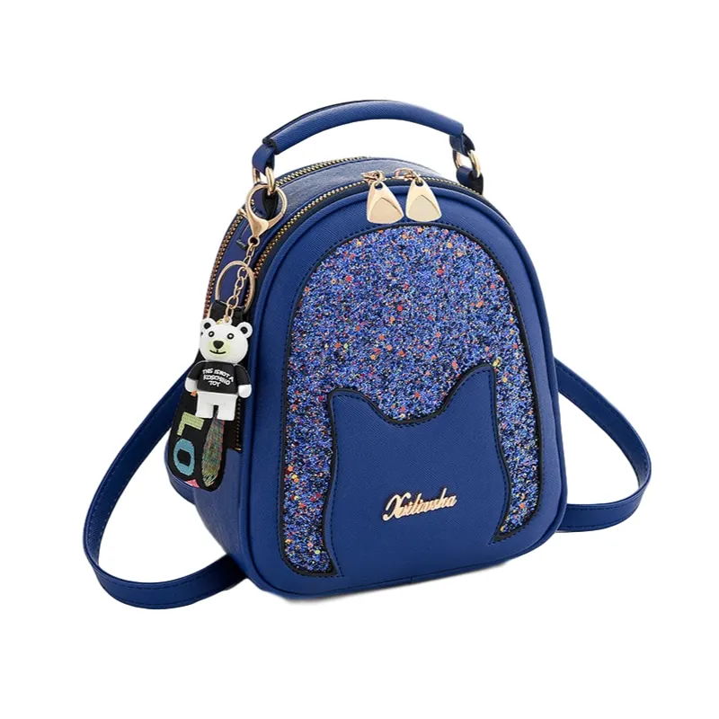 2020 new fashion girl shoulder bag Korean version of the wild sequin kitten student backpack