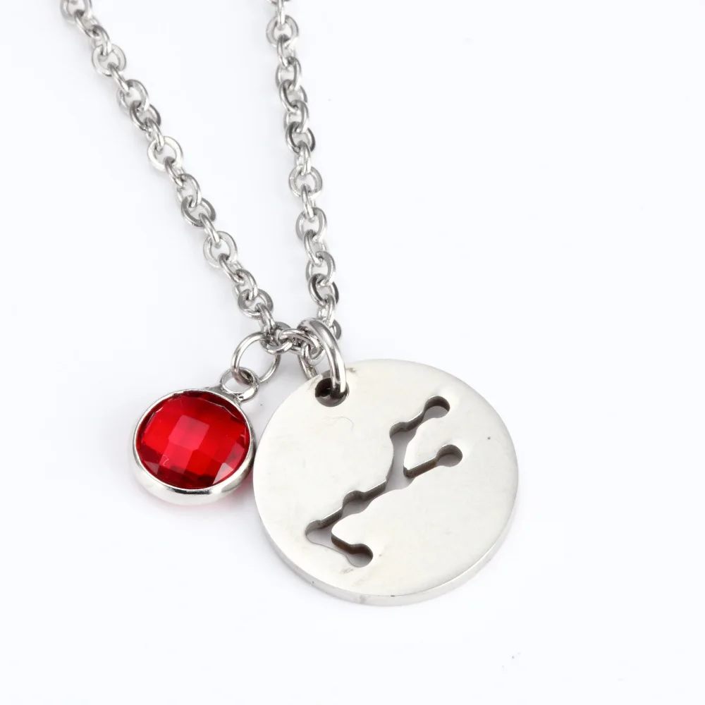 

Silver Zodiac Necklace New Trendy Stainless Steel Material Twelve Zodiac Sign Necklace With Birth Stone Pendant Necklace
