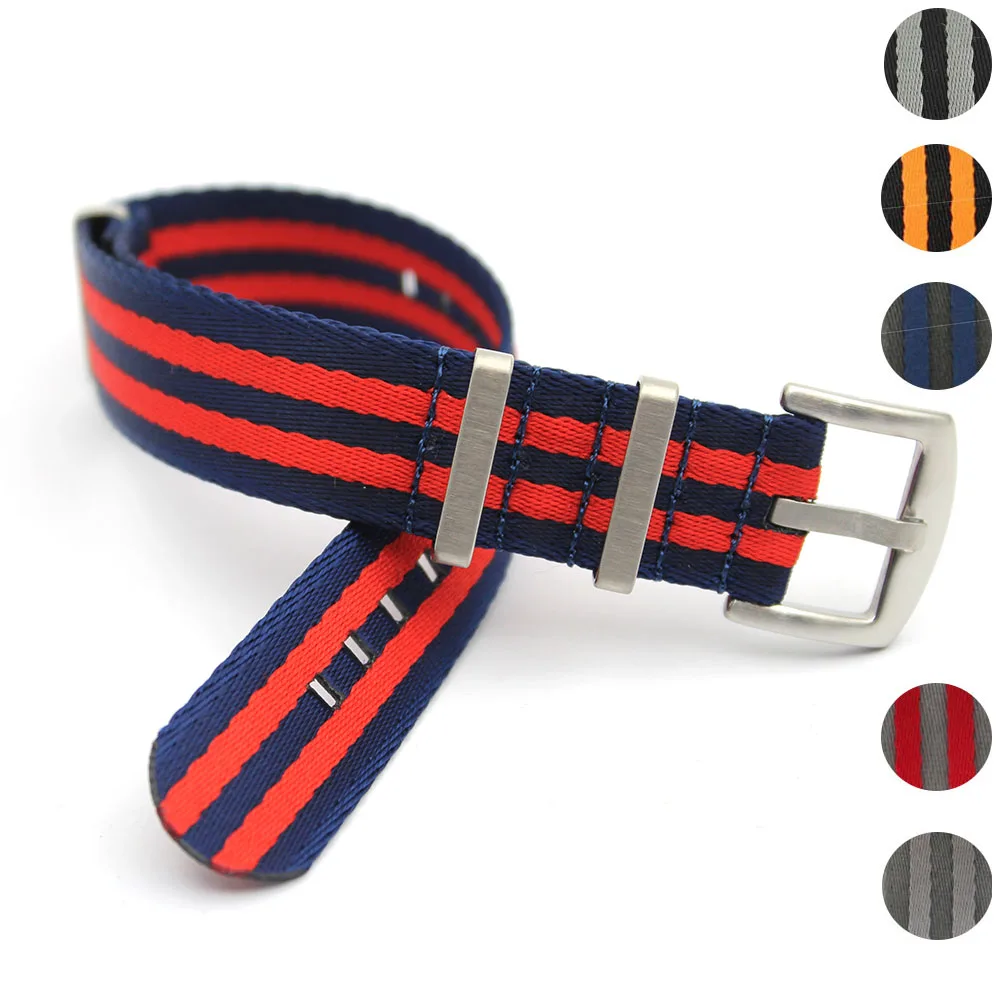 

1.2mm Durable Smoothly Blue Red SeatBelt Watch Bands 20 22mm Nylon Nato Strap