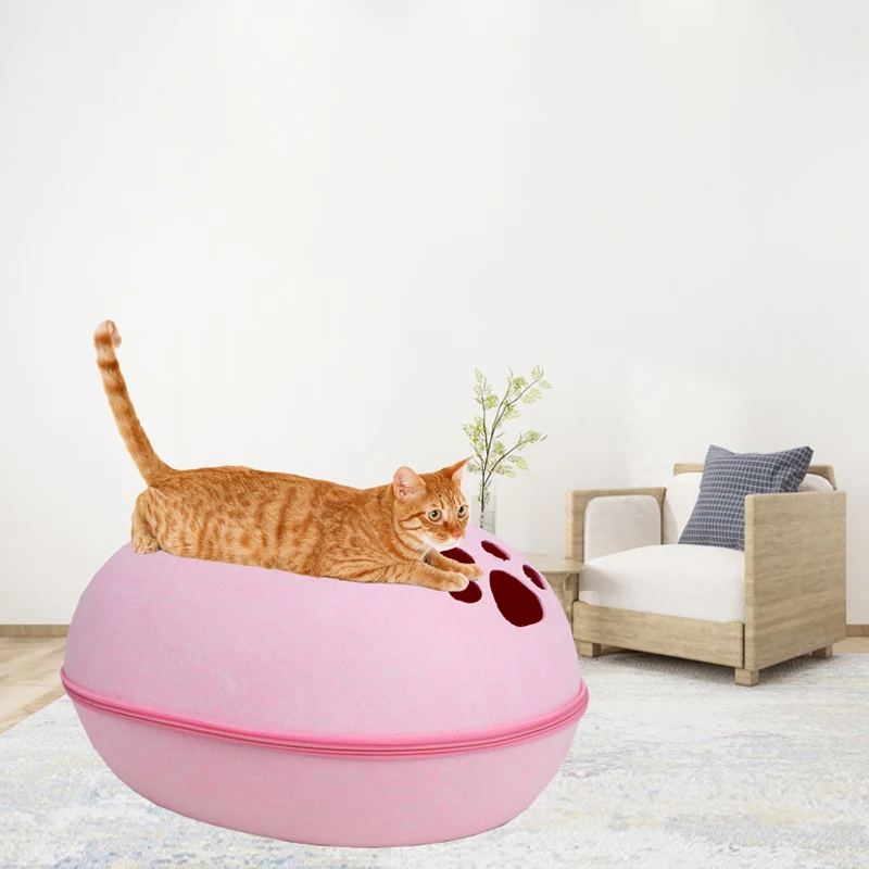 

hot shaped felted pet nest nepal wool felt cat bed cave for cat, 40 colors , or custom