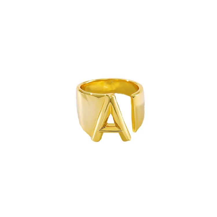 

Amazon letter ring 26 letter AZ male and female letter initial wide ring men and women gold open ring, Picture shows