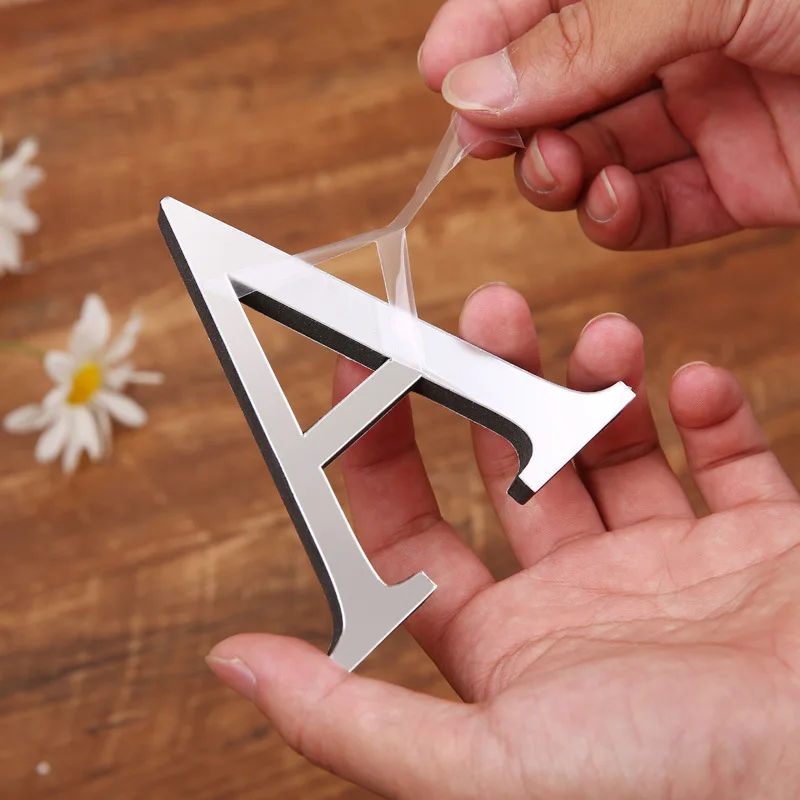 

Silver Acrylic Wall Stickers English Alphabet 3D Acrylic Mirror Wall Stickers Self-adhesive
