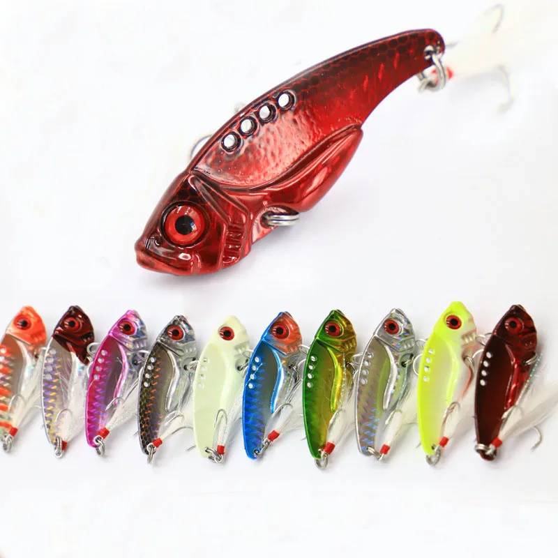 

Metal Vibration Fishing Lure with Treble Hooks 7g 10g 15g 20g VIB Fishing Baits with Lead, 10 colors for choice