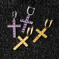 

Iced Zircon Ankh Cross Earring Gold Silver Color Micro Paved AAA Bling CZ Stone Earrings For Man Women Hip-Hop Jewelry