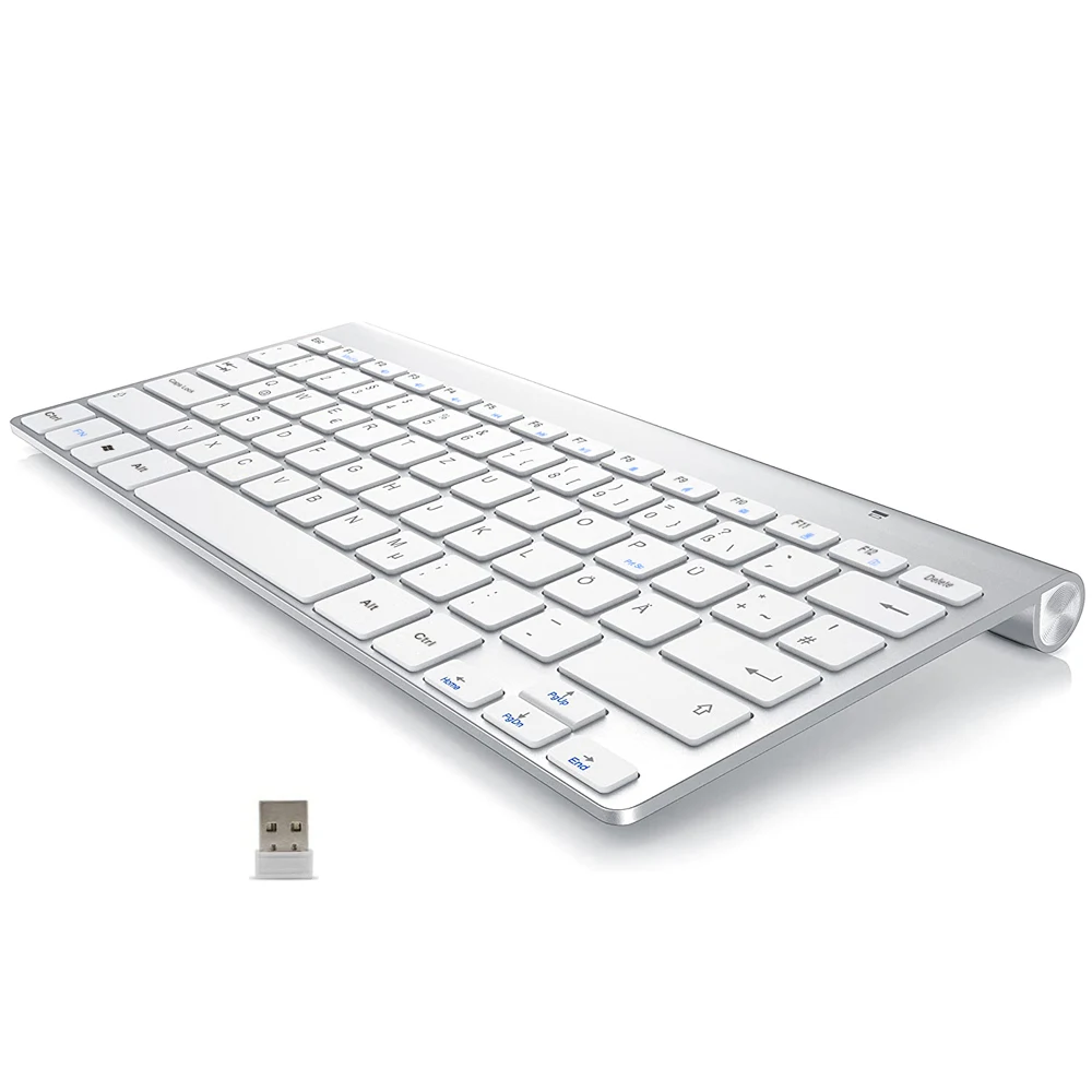 

QWERTZ Layout Wireless Keyboard 2.4G Slim Deutsche Multimedia German Keyboard Low Noise for Laptop Desktop Windows Smart TV