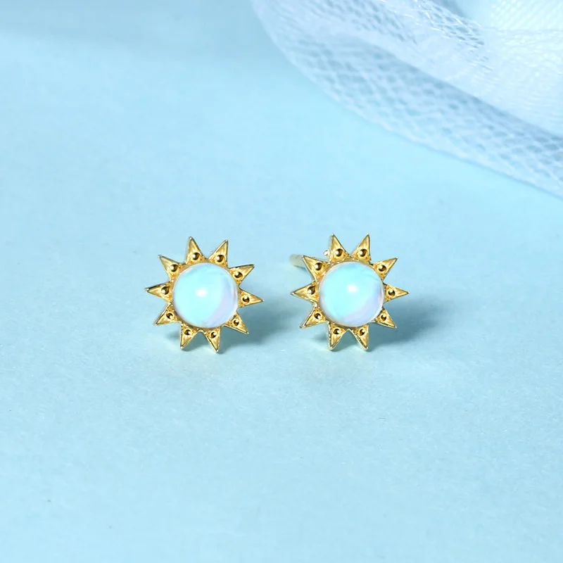 

Fine Jewelry 100% 925 Sterling Silver Blue Sunflower Crystal Earrings