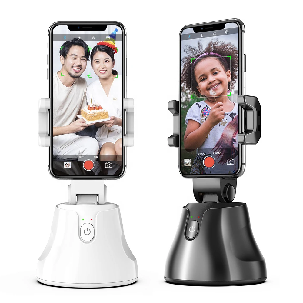 

360 Object Tracking Holder Smart Selfie Stick Vlog Shooting Smartphone Mount Holder Phone AI Intelligent 360 Auto Face Tracking, Black / white