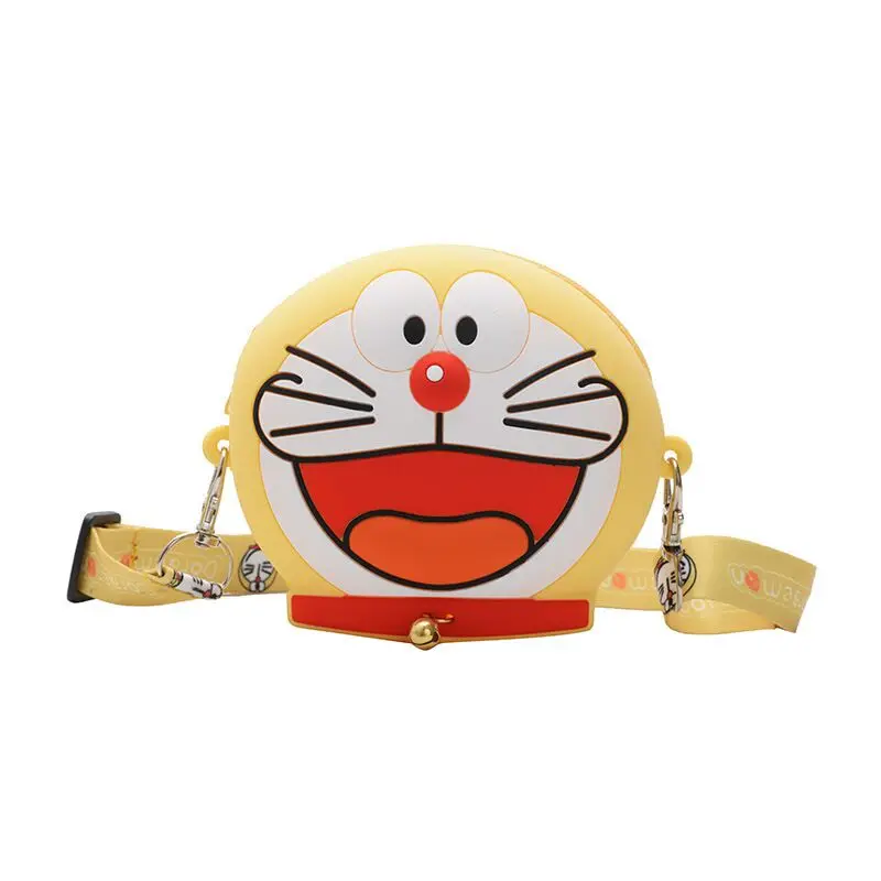 

2021 new cartoons doraemon face wallet purse cell phone bag silicone doraemon face purse crossbody coin bag for kids girls woman