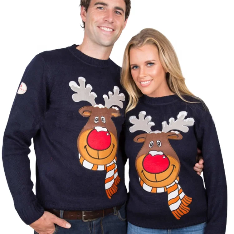 

Custom Knit Unisex Santa Crew Neck Christmas Colorful Sweater Pullover Women's Sweaters For Xmas