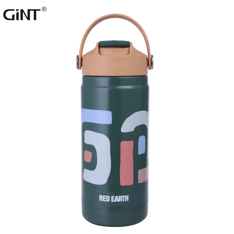 

GiNT 550ml Great Quality Flip-open Straw Insulated Water Cup Stainless Steel Thermal Water Bottle for Sports