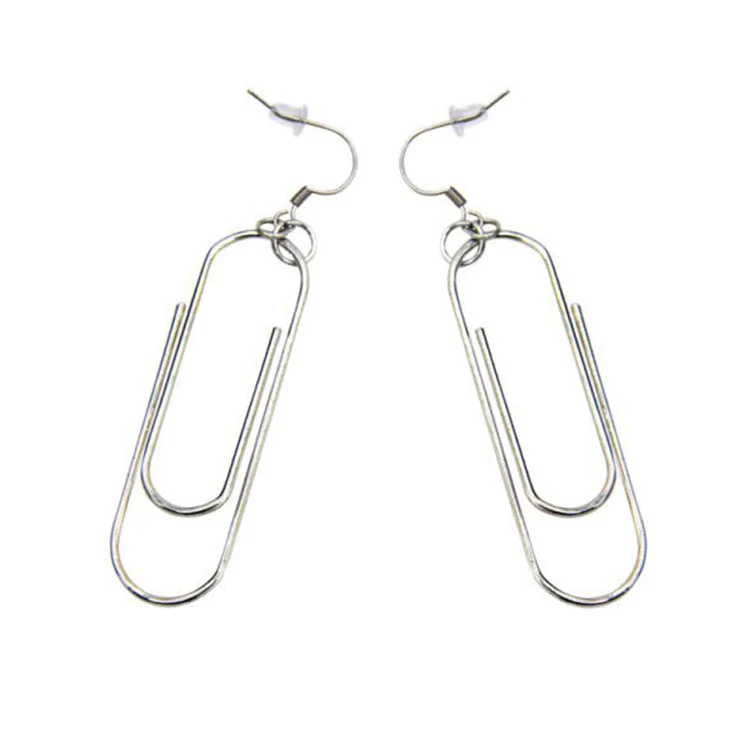 

Veijer Cute Jewelry For Women Silver Plated Hook Paper Clip Shape Dangle Earrings