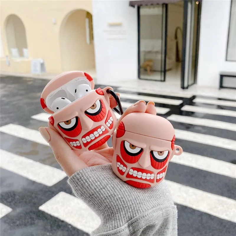 

3D Cartoon Cute Attack on Titan Soft Silicone Protective Cover Accessories Earphone Case for Apple Airpods 1 2