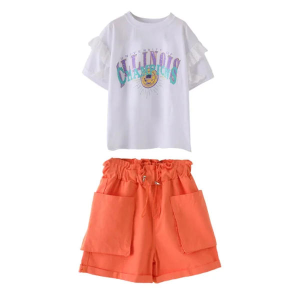 

UP-1085D Latest Girls Shirts+Shorts Summer Children Boutique Clothes