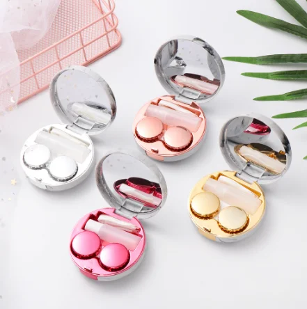 

Hot Cute Marble Stripe Contact Lens Case Travel Glasses Lenses Box For Unisex Eyes Care Kit Holder Container Support Gift, As picture display