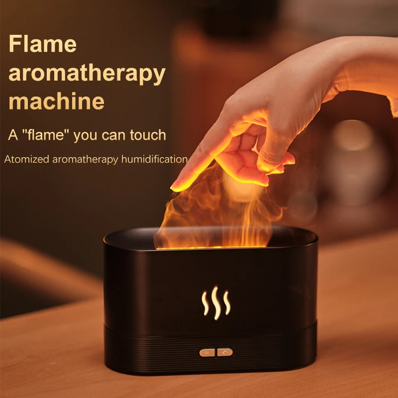 

3D Fire 180Ml Diffuser Customize LOGO Led Light Aroma Diffuser Ultrasonic Aroma Diffuser For Home Office Humidifier Flame