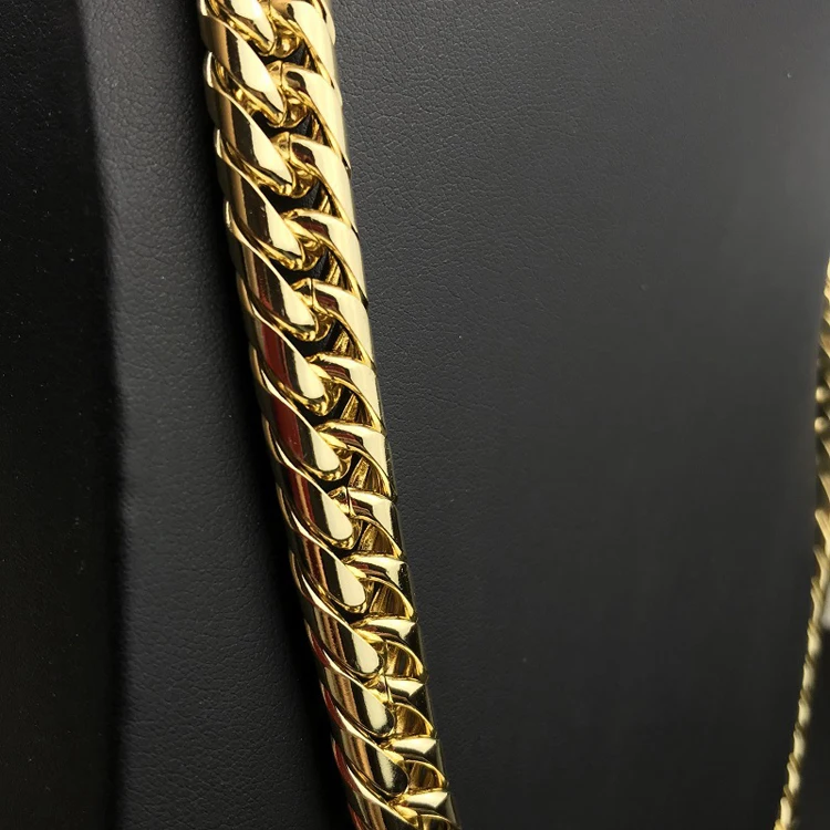 

Wholesale Hip Hop Mens 12mm 60cm 18k Gold Double Row Circular Chain Stainless Steel Chain Necklace