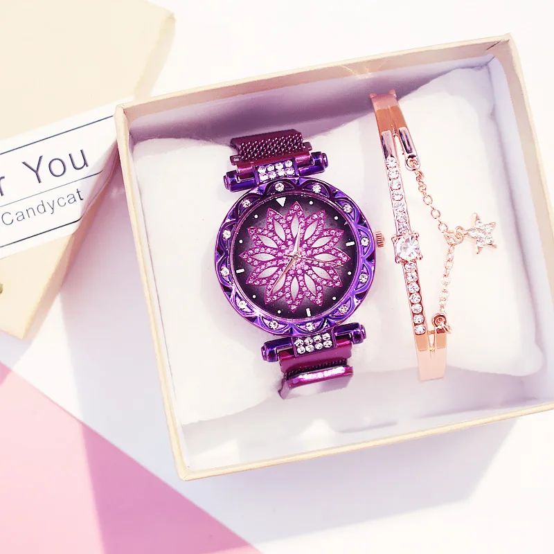

Women Watch Fashion Ladies Watches Diamond Flower Wristwatches For Girls New Trend Clock For Female, 4 colors