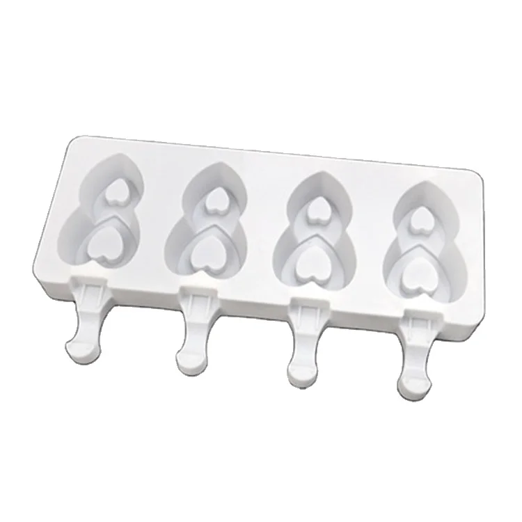 

J152 4 cavity small love heart silicone ice cream molds Ice Pop Molds Reusable Ice Pop Maker, Random