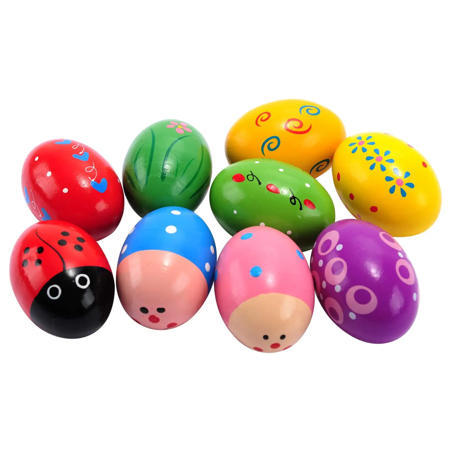 Gelsonlab HS-M01-1Easter Wooden Egg Shakers Maracas for Party Favors, Classroom Prize Supplies and Musical Instruments