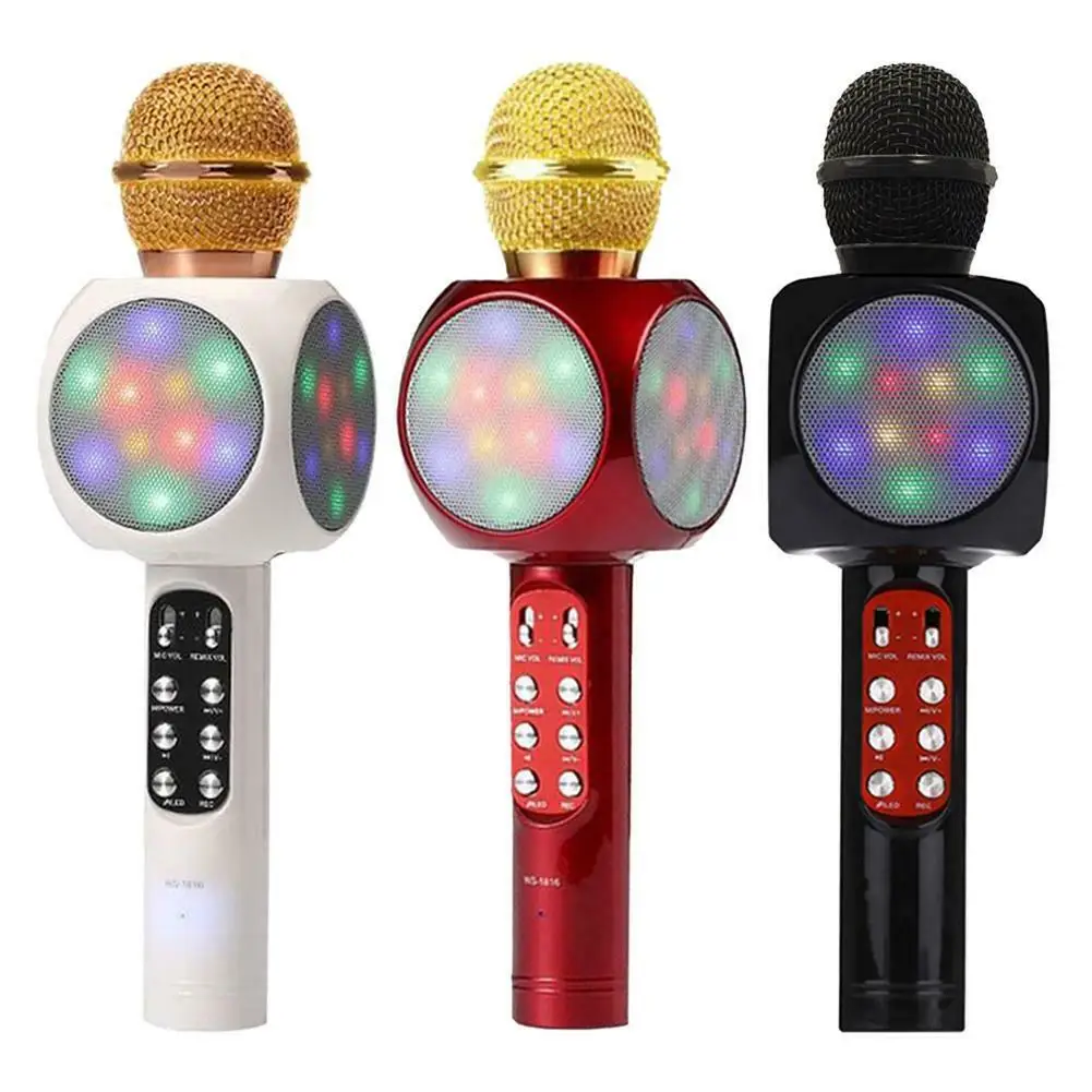 

Wireless BT WS-1816 Karaoke Microphone Mic USB Speaker Home KTV Play With LED Light Mobile Phone K Song Microphone Colorful