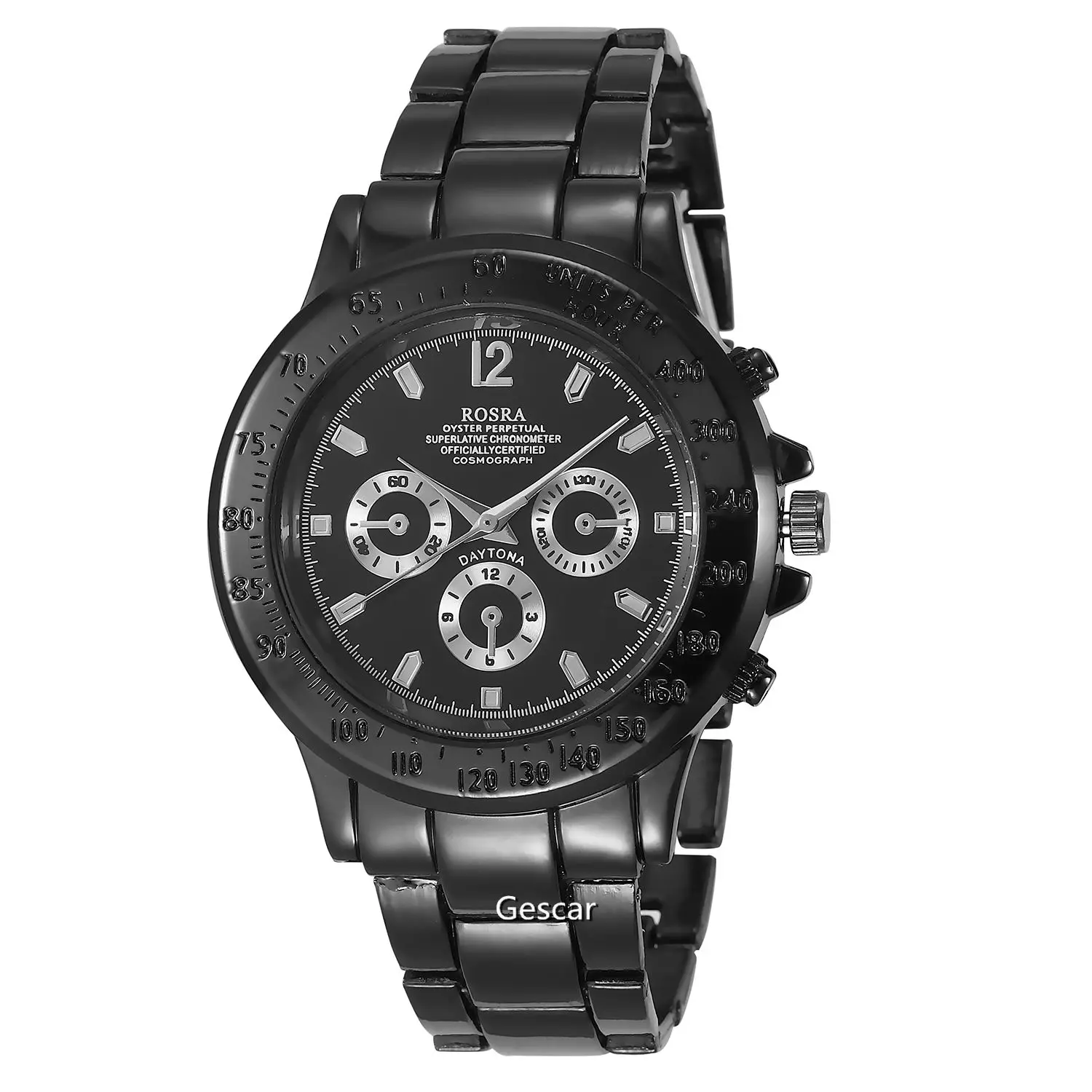 高品质 8731 rosra 假三眼简约设计男士手表合金黑色石英休闲男士运动