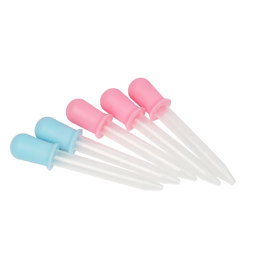 

2020 5ML Silicone Pipette Utensils Clear Silicone Plastic Baby Medicine Liquid Dropper Baby Utensils, Pink;blue