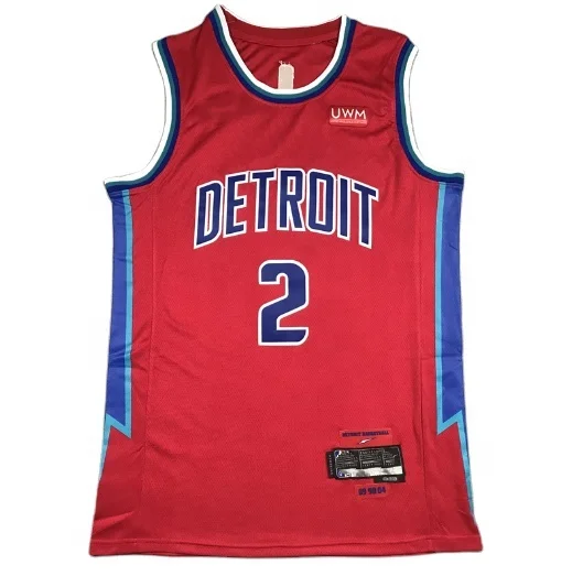 

Men's Detroit Piston #2 Cade Cunningham Custom 2021/22 75 Anniversary Jersey New Stitched City Edition Basketball Jersey